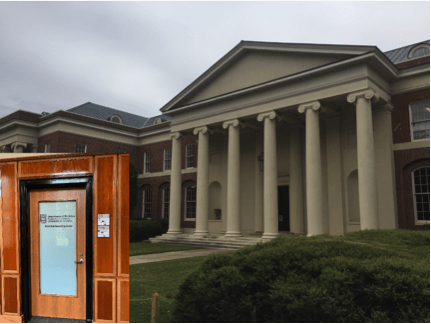 Brooks Hall and the SCC Office.